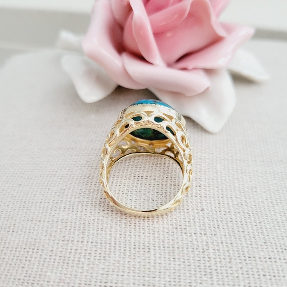 VINTAGE Lirm gold over sterling turquoise ring - Picture 6 of 6